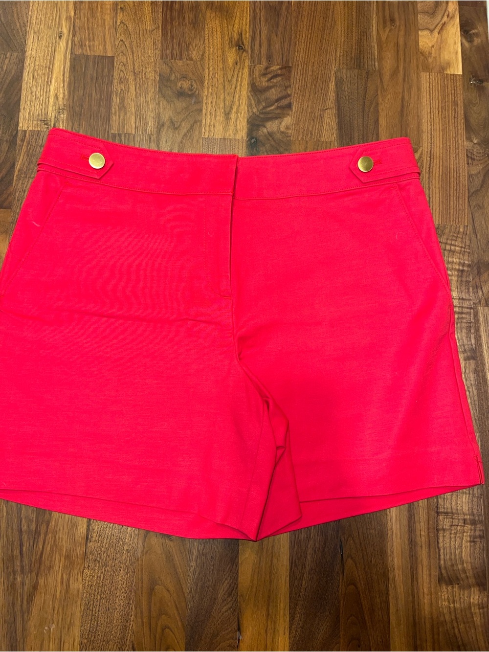 LOFT Hot Pink Almost Red High-Rise Button Accent Shorts NWOT
